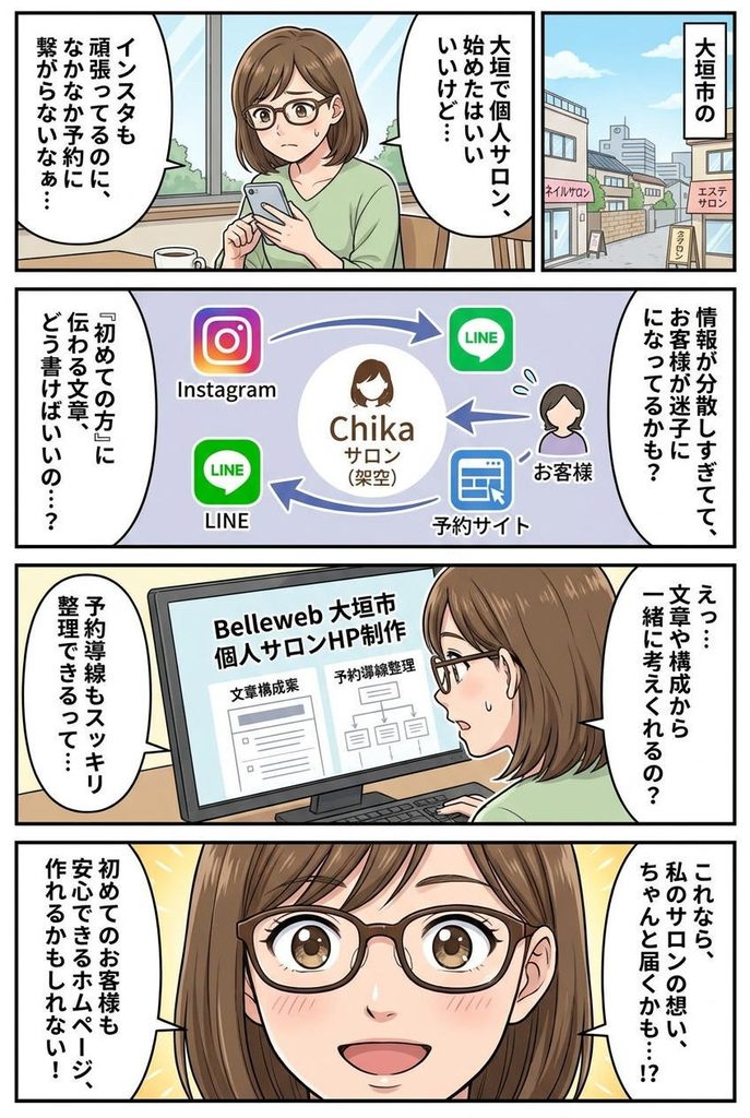 漫画開設：大垣市で個人サロンのホームページ制作をお考えの方へ