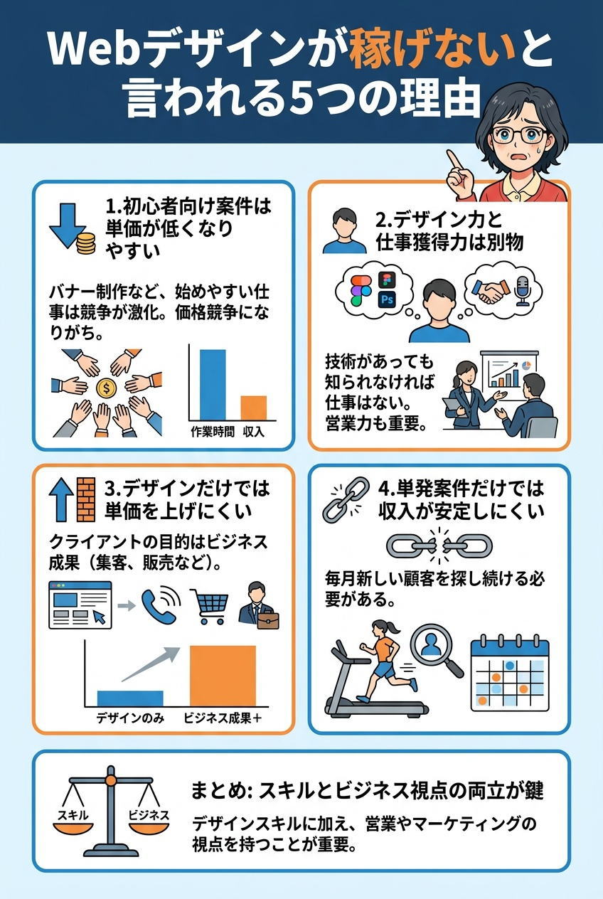 Webデザインが稼げないと言われる5つの理由